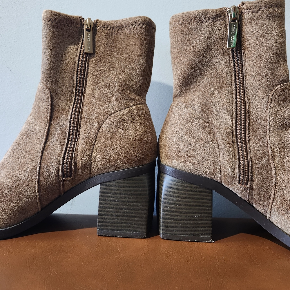 Anne Klein iFlex Astrid Mid Calf Zip Faux Suede Block Heel Boots Size 8 M - Picture 7 of 13